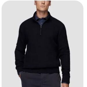 BOGGI MILANO half zip navy blue wool sweater made in Italy size Medium